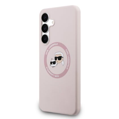 Karl Lagerfeld Liquid Silicone K&CH Heads MagSafe Case for Samsung Galaxy S25 FE / pink KLHMS25FESKCHTCP 3666339572181