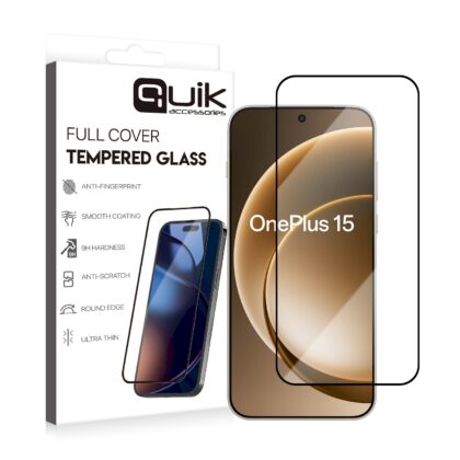 Quik Accessories Full Cover Tempered Glass for Samsung OnePlus 15 QK-TG-ONEPLUS-15 4752168155196