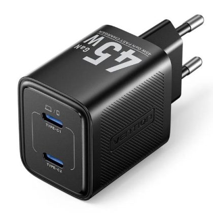 MOBILE CHARGER WALL 45W USB-C/2P BLACK FEFB0-EU VENTION  FEFB0-EU 6922794790193