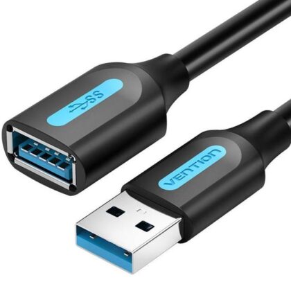 CABLE USB3.0 MALE TO FEMALE/0.5M BLACK CBHBD VENTION  CBHBD 6922794748859