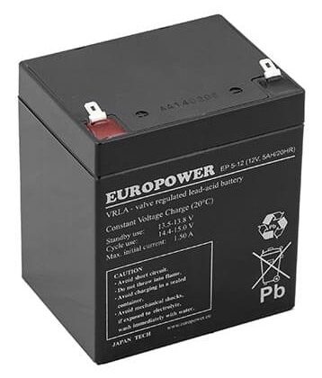 BATTERY 12V 5AH VRLA/EP5-12T2 EUROPOWER EMU  EP5-12T2 5902367800093