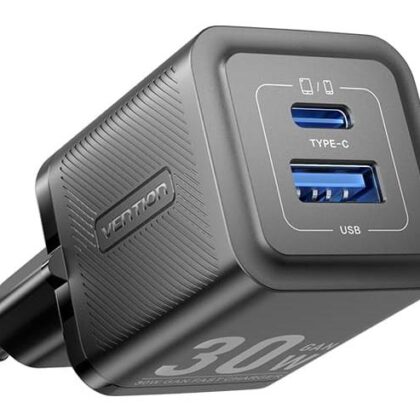 MOBILE CHARGER WALL 30W USB-C/2P BLACK FEQB0-EU VENTION  FEQB0-EU 6922794782204