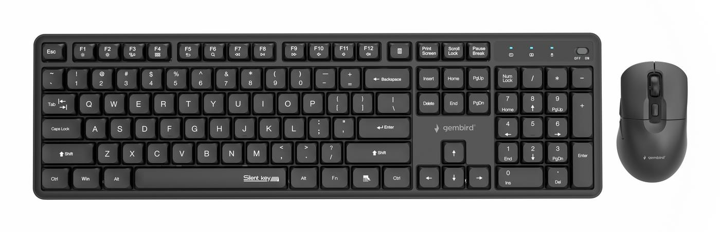 KEYBOARD +MOUSE WRL ENG/BLACK KBS-WMS-01 GEMBIRD  KBS-WMS-01 8716309136792