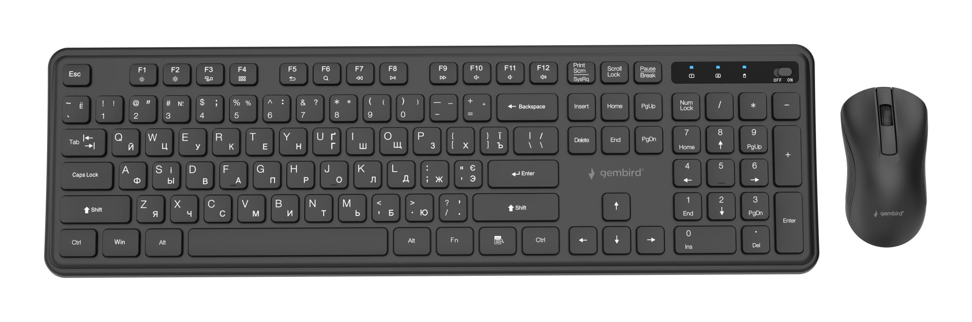KEYBOARD +MOUSE WRL CYRILLIC/BK KBS-WPS-01-CYRL GEMBIRD  KBS-WPS-01-CYRL 8716309137010
