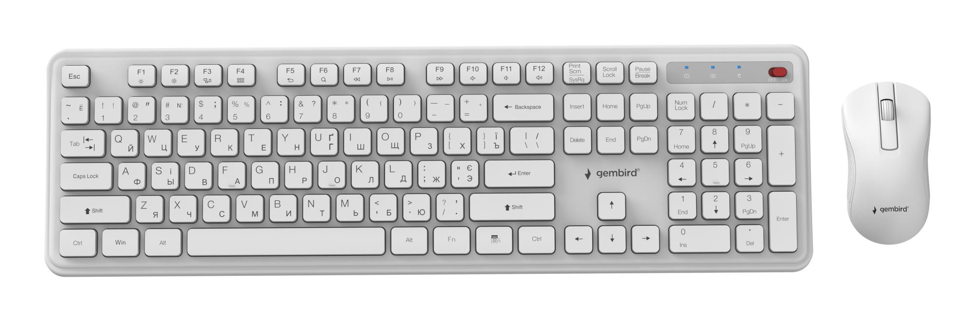 KEYBOARD +MOUSE WRL CYRILLIC/WH KBS-WPS-01-W-CYRL GEMBIRD  KBS-WPS-01-W-CYRL 8716309137034