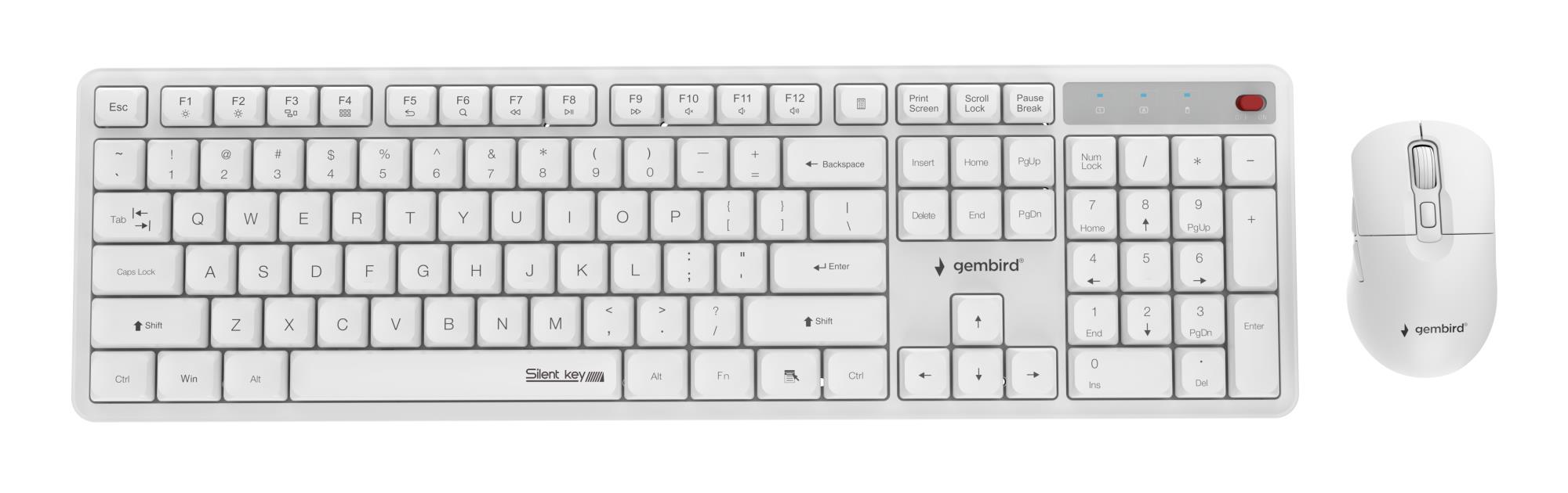 KEYBOARD +MOUSE WRL ENG/WHITE KBS-WMS-01-W GEMBIRD  KBS-WMS-01-W 8716309137041