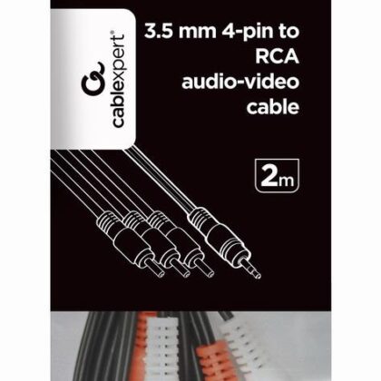CABLE AUDIO 3.5MM 4PIN TO 3RCA/AV 2M CCA-4P2R-2M GEMBIRD  CCA-4P2R-2M 8716309098168