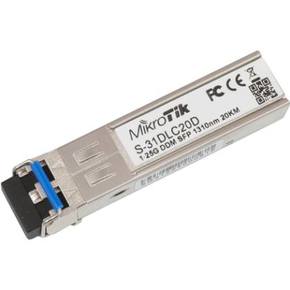 MikroTik | S-31DLC20D | SFP | Single-Mode Fiber | Dual LC | 10/100/1000 Mbit/s | Wavelength 1310 nm | Maximum transfer distance 20000 m | -40 to +70C S-31DLC20D 2000000612317