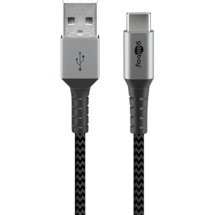 Goobay | USB-C to USB-A Textile Cable with Metal Plugs | 49296 | USB-C to USB-A 49296 4040849492969