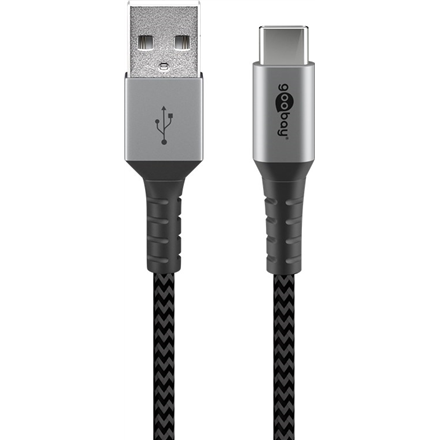 Goobay | USB-C to USB-A Textile Cable with Metal Plugs | 49296 | USB-C to USB-A 49296 4040849492969