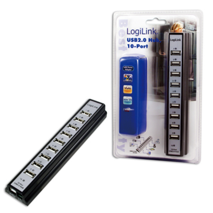 Logilink | USB 2.0 Hub-10 port whit power adapter UA0096 4052792004779