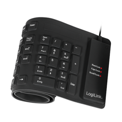 Logilink | Flexible waterproof Keyboard USB + PS/2 | ID0019A | Flexible keyboard | Wired | DE | Black ID0019A 4052792038965