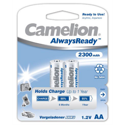 Camelion | AA/HR6 | 2300 mAh | AlwaysReady Rechargeable Batteries Ni-MH | 2 pc(s) 17423206 4260033152336
