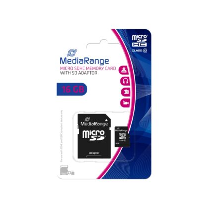 MEMORY MICRO SDHC 16GB C10/W/ADAPTER MR958 MEDIARANGE  MR958 4260283113545