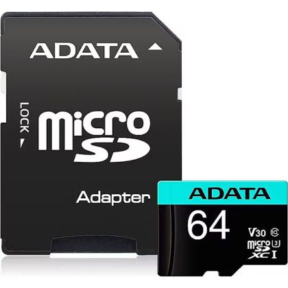ADATA 64GB Micro SDXC UHS-I Adapter AUSDX64GUI3V30SA2-RA1 4710273771328