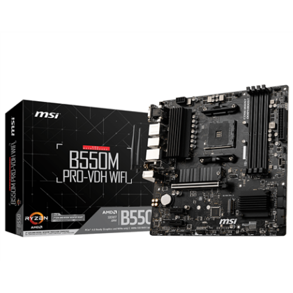 MSI | B550M PRO-VDH WIFI | Processor family AMD | Processor socket AM4 | DDR4 | Memory slots 4 | Chipset AMD B | Micro ATX B550M PRO-VDH WIFI 4719072733698