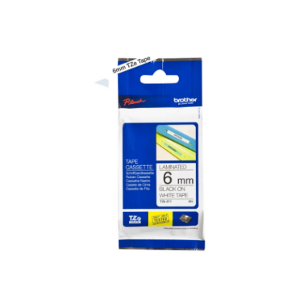 Brother | TZe-211 Laminated Tape | Black on White | TZe | 8 m | 6 cm tze211 4977766685054