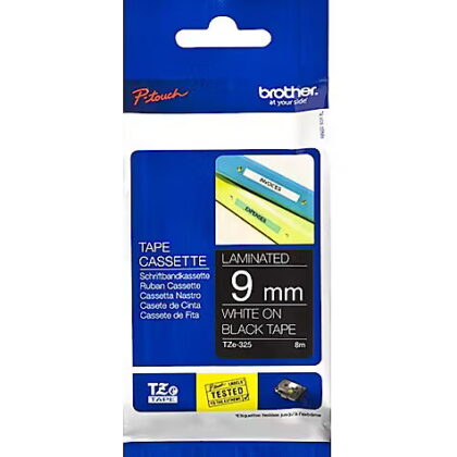BROTHER TZE325 tape white/black 9mm 8m TZE325 4977766685665