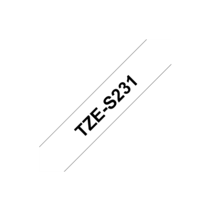 Brother | TZ-S231 Strong Adhesive Laminated Tape | Black on White | TZe | 8 m | 1.2 cm TZeS231 4977766695596