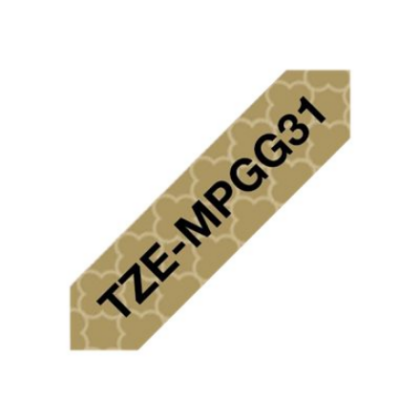 Brother | TZe-MPGG31 | Black On Gold Pattern | TZe TZEMPGG31 4977766770194