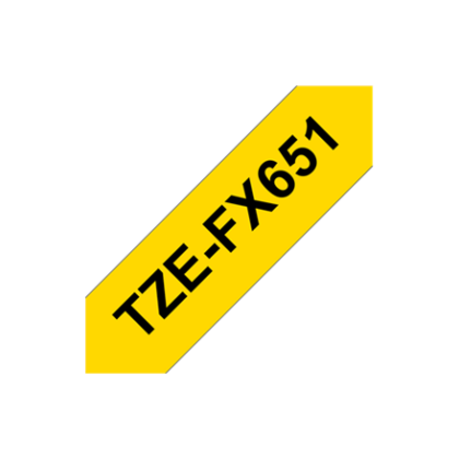 Brother | TZe-FX651 Flexible ID Laminated Tape | Black on Yellow | TZe | 8 m | 2.4 cm TZEFX651 4977766812771