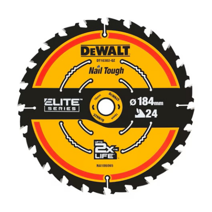 DEWALT | DT10302-QZ EXTREME 2nd Fix Circular Saw Blade 184mm 16mm Bore 24T DT10302-QZ 5035048085868