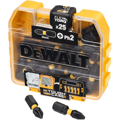 DEWALT DT70555T-QZ Extreme FLEXTORQ 25pc Set PH2 25mm in Small Bulk Storage Case DT70555T-QZ 5035048535226