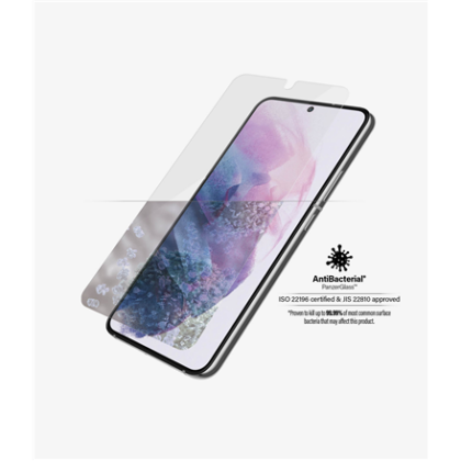 PanzerGlass | Samsung | Galaxy S22 | Tempered glass | Transparent | Case friendly. Compatible with ultrasonic fingerprint sensor. 100 % touch sensitivity. Antibacterial (ISO 22196 certified & JIS 22810 approved) | Screen Protector 7293 5711724072932