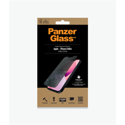 PanzerGlass | Apple | iPhone 13 Mini | Tempered glass | Black | Crystal clear; Resistant to scratches and bacteria; Shock absorbing; Easy to install | Privacy Screen Protector P2741 5711724127410