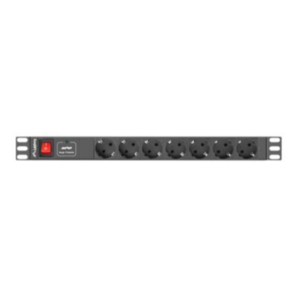 Lanberg Power Distribution unit (PDU) 19" 1U 16A 2m 7X Schuko oulets | PDU-07F-0200-BK PDU-07F-0200-BK 5901969414479