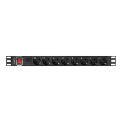 Lanberg Power Distribution unit (PDU) 19" 1U 16A 2m 8X Schuko oulets | PDU-08F-0200-BK PDU-08F-0200-BK 5901969429749