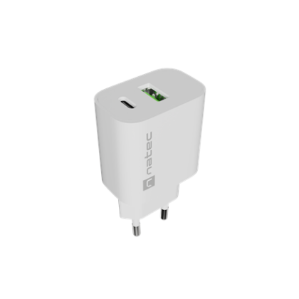 Natec Ribera USB Charger 1X USB-A + 1X USB-C 20W