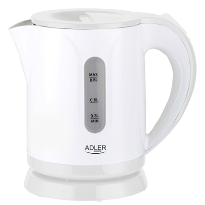 Adler | Kettle | AD 1371w | Electric | 850 W | 0.8 L | Stainless steel/Polypropylene | 360° rotational base | White AD 1371 white 5903887809207