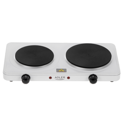 Adler Hot Plate | AD 6520 | Number of burners/cooking zones 2 | Electric | White AD 6520 5905575908346