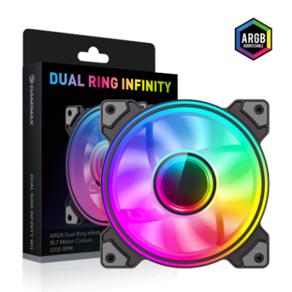 Gamemax Case Fan | DUAL RING INFINITY BK | Black DUAL RING INFINITY BK 6931858791243