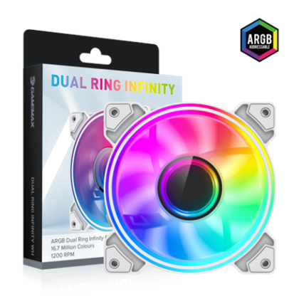 Gamemax Case Fan | DUAL RING INFINITY WH | White DUAL RING INFINITY WH 6931858791250