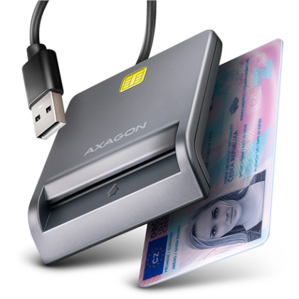 AXAGON Compact desktop USB contact Smart card/ID card reader with long USB-A cable | CRE-SM3T CRE-SM3T 8595247908278