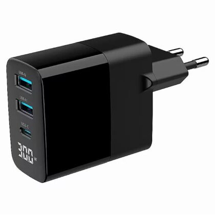 GEMBIRD 3-port 30W GaN USB fast charger TA-UC-PDQC30LCD-BK-02 8716309129626