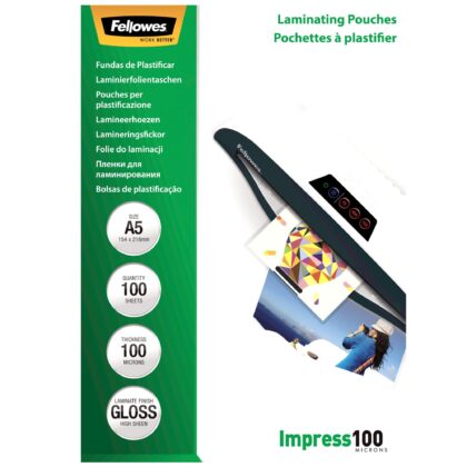 LAMINATOR POUCH GLOSSY/A5 100 100PCS 5351002 FELLOWES  5351002 077511535109