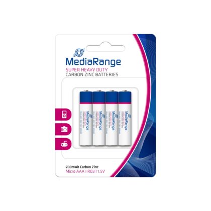 BATTERY CARBON-ZINC AAA 1.5V/4PCS MRBAT141 MEDIARANGE  MRBAT141 4260459610601