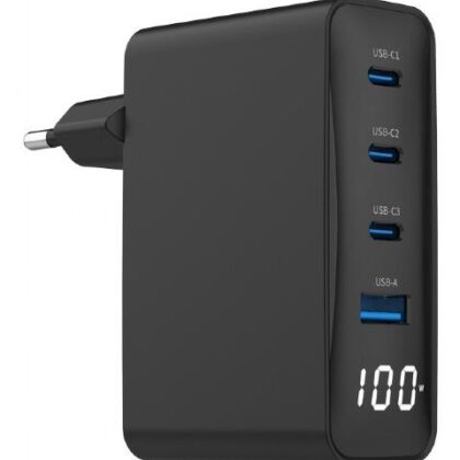 CHARGER USB 100W 4PORT GAN/TA-UC-PDQC100LCD-01-BK GEMBIRD  TA-UC-PDQC100LCD-01-BK 8716309133869