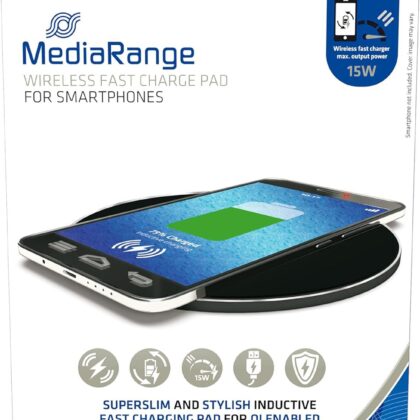 MOBILE CHARGER PAD WRL 15W/BLACK MRMA118 MEDIARANGE  MRMA118 4260664872726