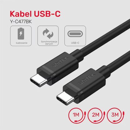 UNITEK Cable USB-C - USB-C 3m Y-C477BK01-3M 4894160054944