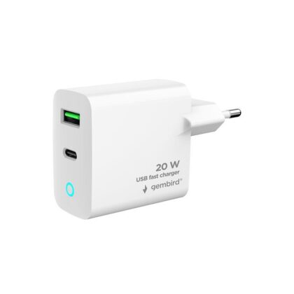 CHARGER USB 20W 2PORT/TA-UC-PDQC20L-W-01 GEMBIRD  TA-UC-PDQC20L-W-01 8716309129572